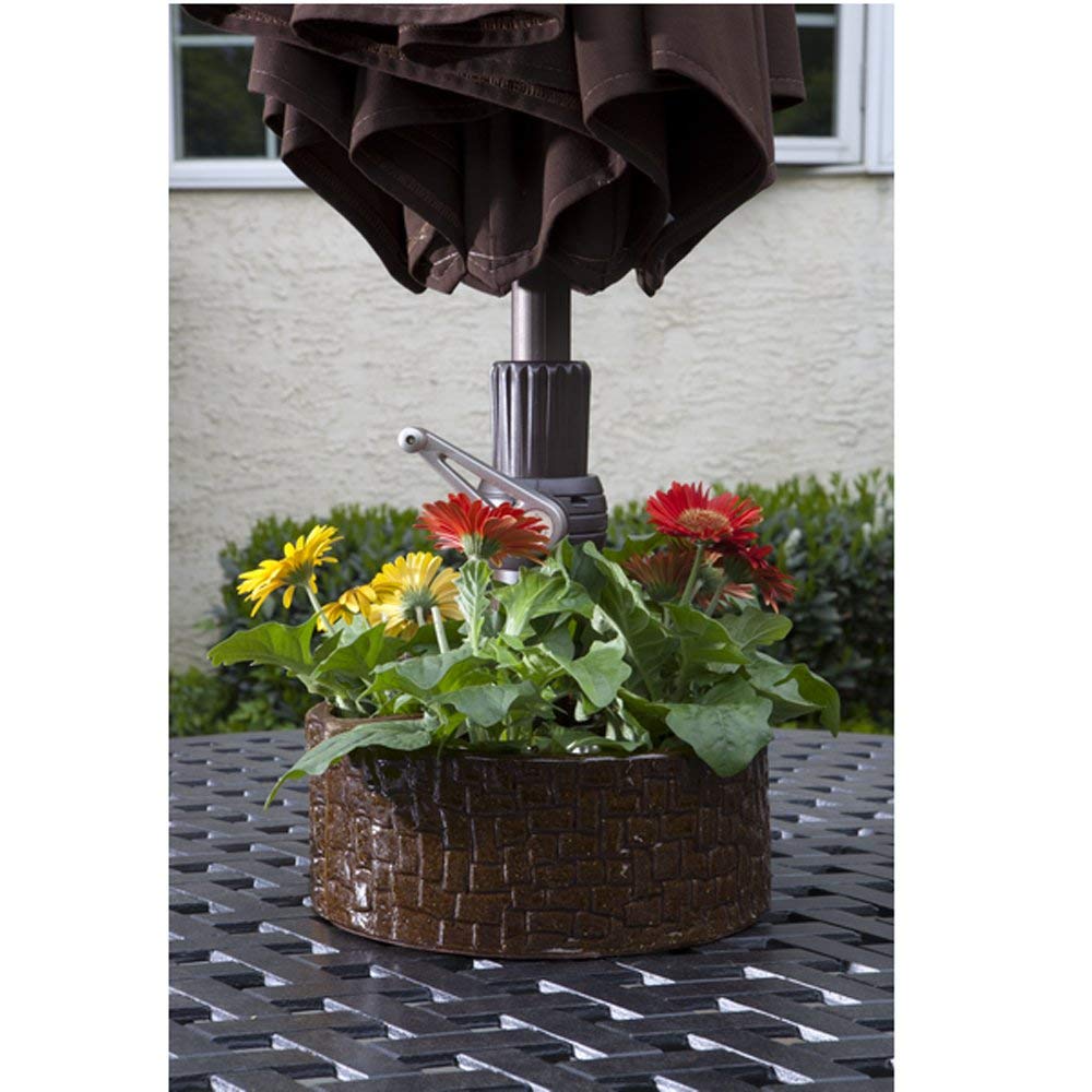 Alfresco Home Cobblestone Umbrella Planter Terra Brown - Diamond Home USA