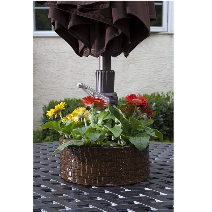 Alfresco Home Cobblestone Umbrella Planter Terra Brown - Diamond Home USA