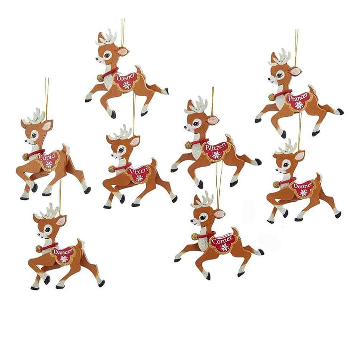 4-inch Wooden Reindeer 8-Piece Ornament Set Brown