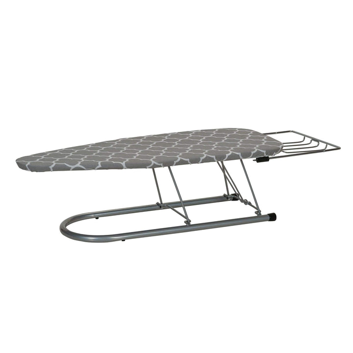 Silver Steel Top Tabletop Ironing Board with Iron Rest Cotton Holder