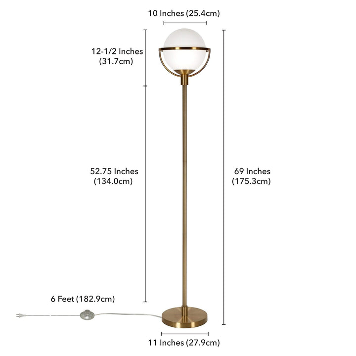 Brass Globe Stem Floor Lamp Gold Mid-Century Modern - Diamond Home USA