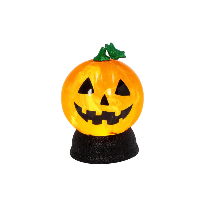 Lighted 7in H Orange Jack-o-Lantern Smoky Water Globe Multi Color
