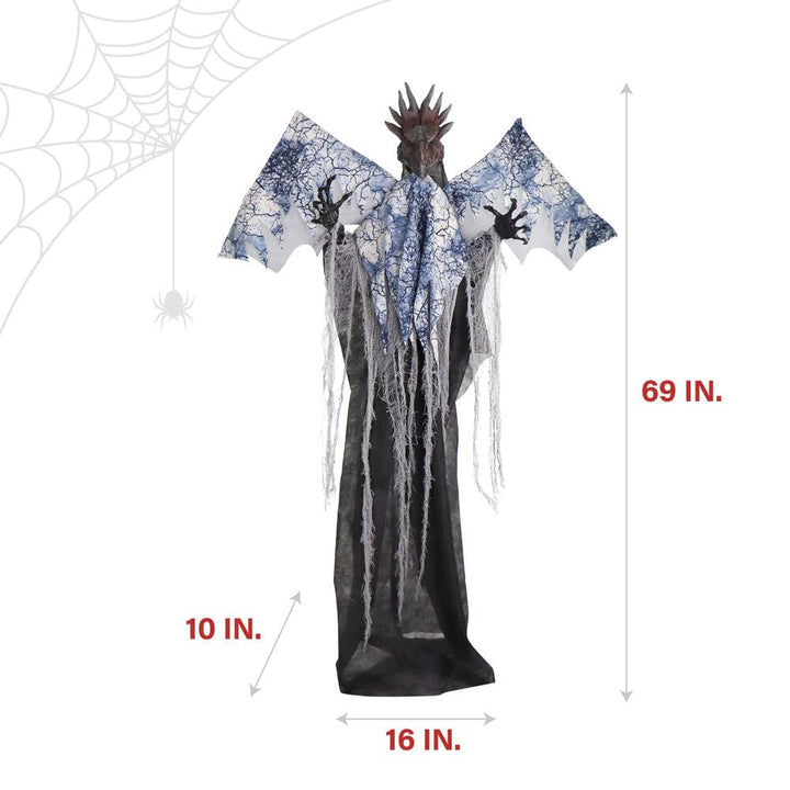 Haunted Hill Farm Dragon with Moving Head and Wings Touch-Activated Halloween - Diamond Home USA