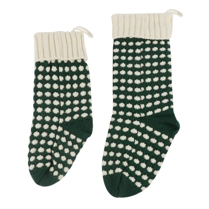 18 Inch Knit Christmas Stockings Green Cotton Polyester - Diamond Home USA