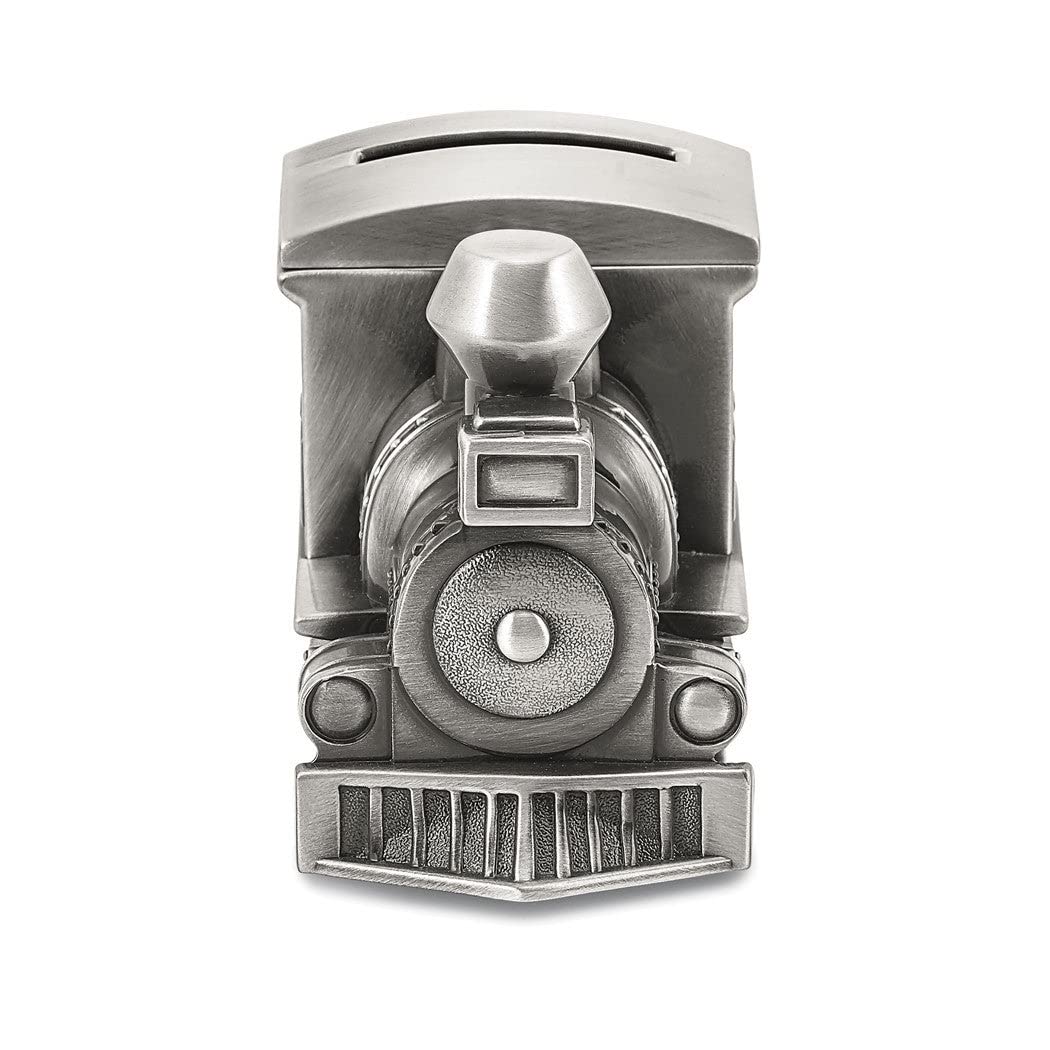Pewter-Tone Finish Metal Small Train Bank Silver Pewter - Diamond Home USA