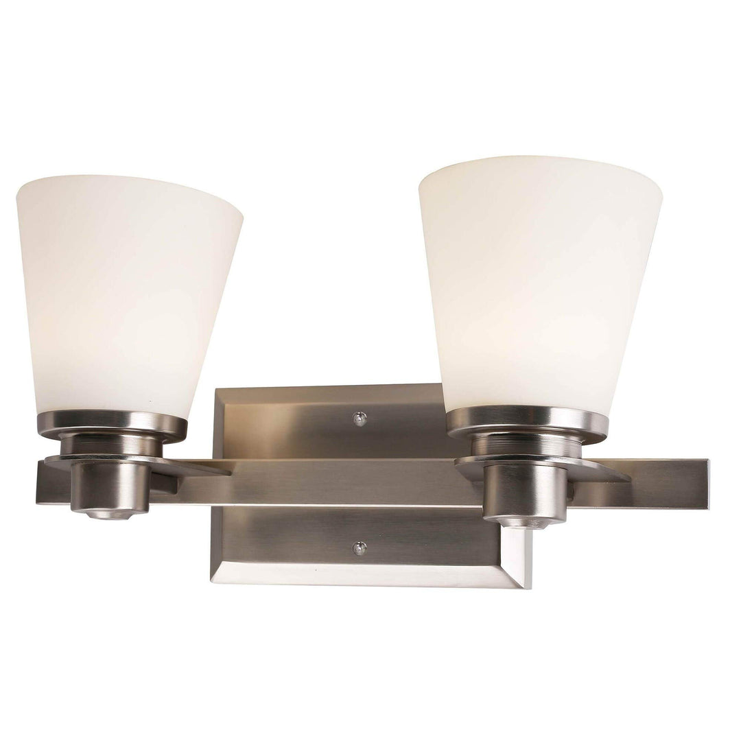 2 Light Vanity Lighting in Brushed Nickel Led Integrated Glam Mid-Century Modern