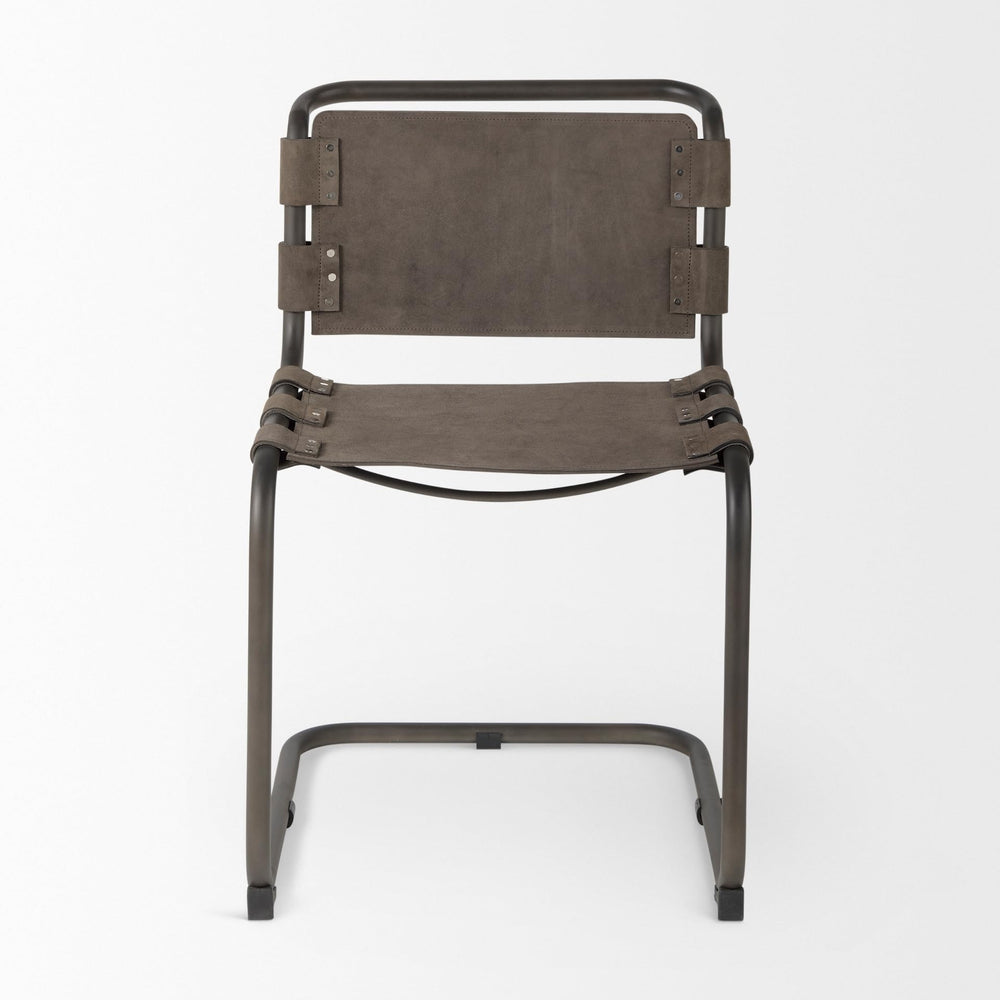 Brown/Grey Suede W/Gunmetal Iron Frame Dining Chair 20.5" w X 24" d 33" h - Diamond Home USA