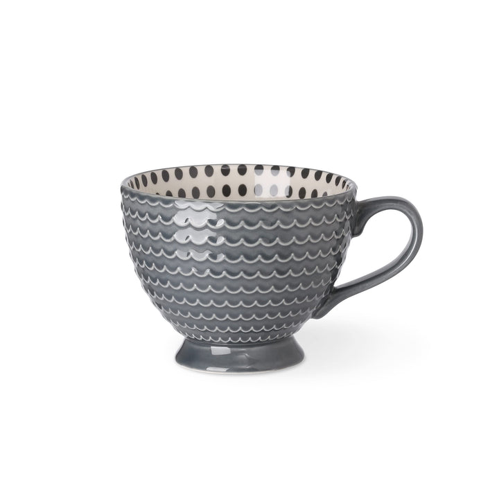 Signature Housewares Pad Print Set of 4 Ceramic Assorted Footed 14oz Mugs PP - Diamond Home USA