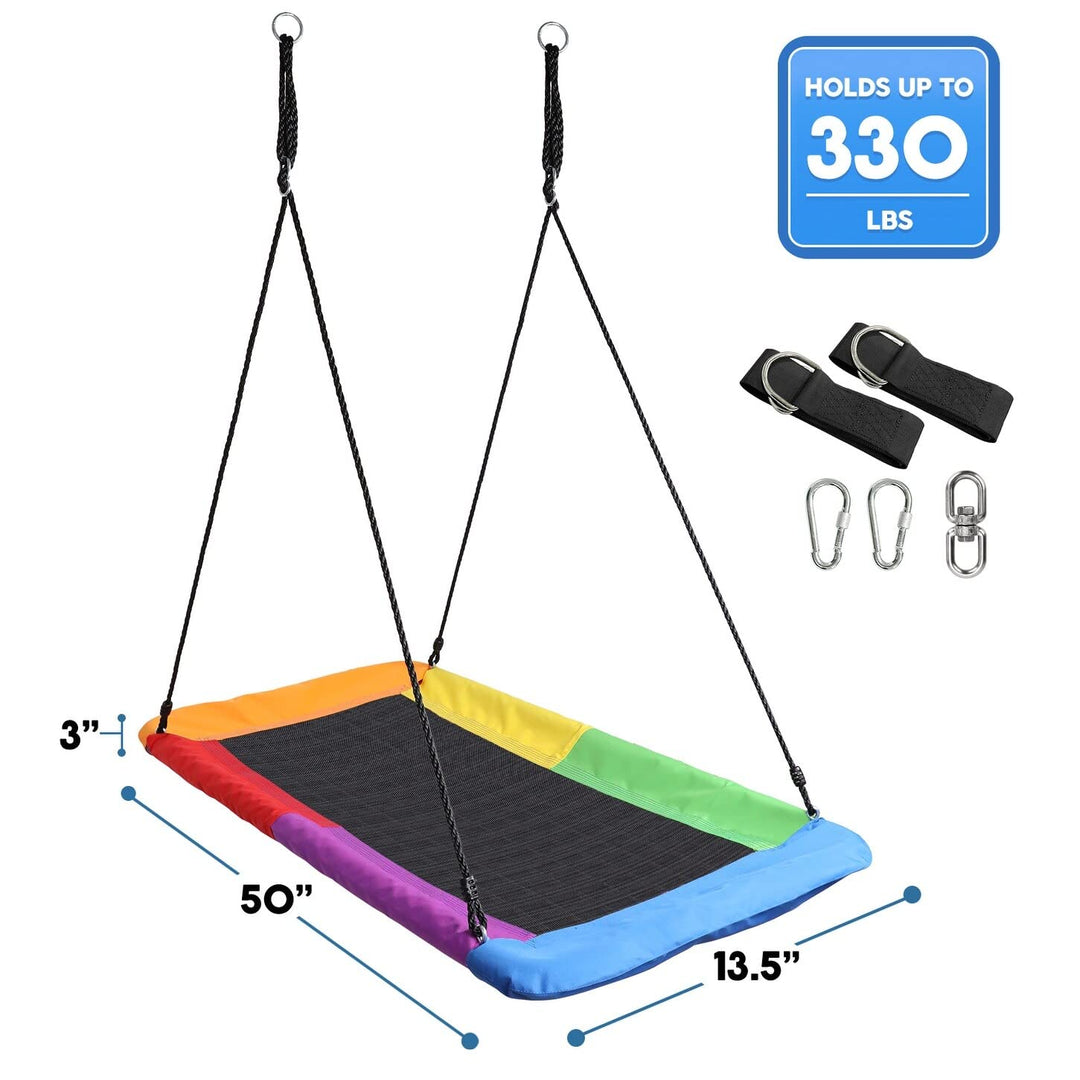 Saucer Tree Swing Giant Outdoor Rectangle Platform for Kids Water Proof Up to - Diamond Home USA