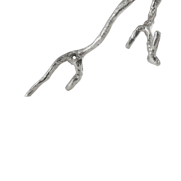 Decorative Wall Hook Branch Shaped with Birds Silver and Gold Modern - Diamond Home USA