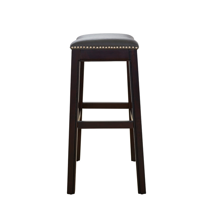 Counter Height Barstool with Grey Leather Seat Brown Modern Contemporary Wood - Diamond Home USA