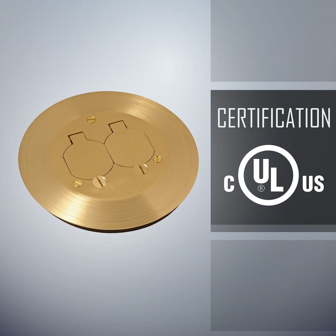 Hubbell-Raco RAC5500KIT Round Floor Box Kit Device Cover Duplex Solid Brass - Diamond Home USA