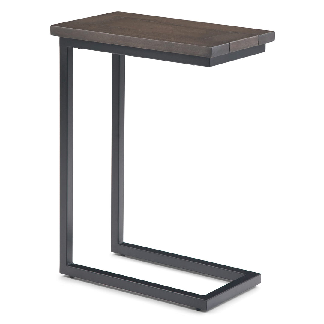 SIMPLIHOME Skyler SOLID MANGO WOOD and Metal 18 Inch Wide Rectangle C Side Table Walnut Brown