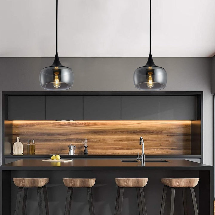 Matte Black 1-light Dome Light with Smoke Grey Glass Shade Modern Contemporary - Diamond Home USA