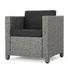 Christopher Knight Home Puerta Outdoor Wicker Club Chair with Water Resistant Mixed Black + Dark Gray