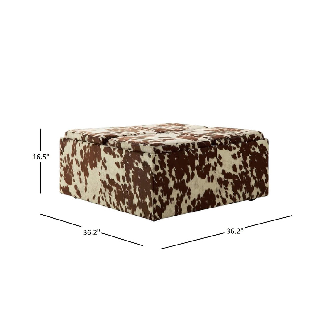Home Creek Cowhide-Print Storage Cocktail Ottoman - Diamond Home USA