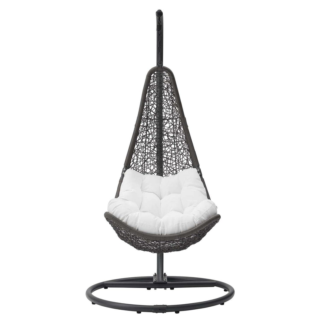 Modway Abate Wicker Rattan Outdoor Patio Porch Lounge Swing Chair Set with Stand White - Diamond Home USA