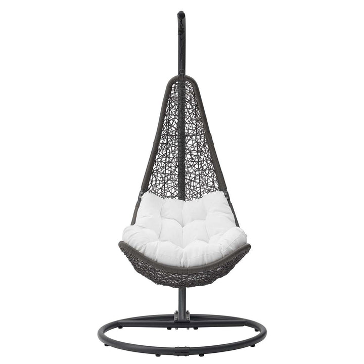 Modway Abate Wicker Rattan Outdoor Patio Porch Lounge Swing Chair Set with Stand White - Diamond Home USA