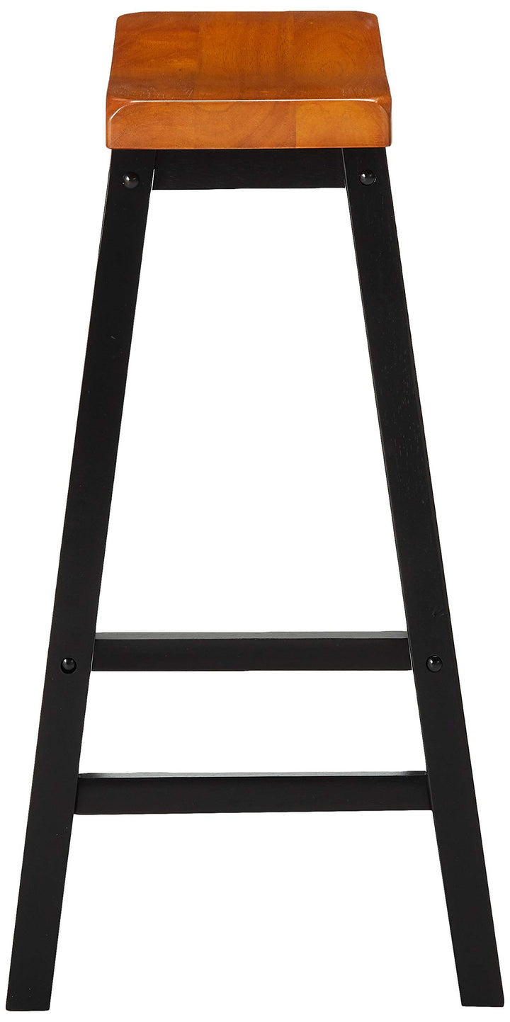 Christopher Knight Home Pomeroy 29" Saddle Stools 2-Pcs Set Walnut / Black - Diamond Home USA