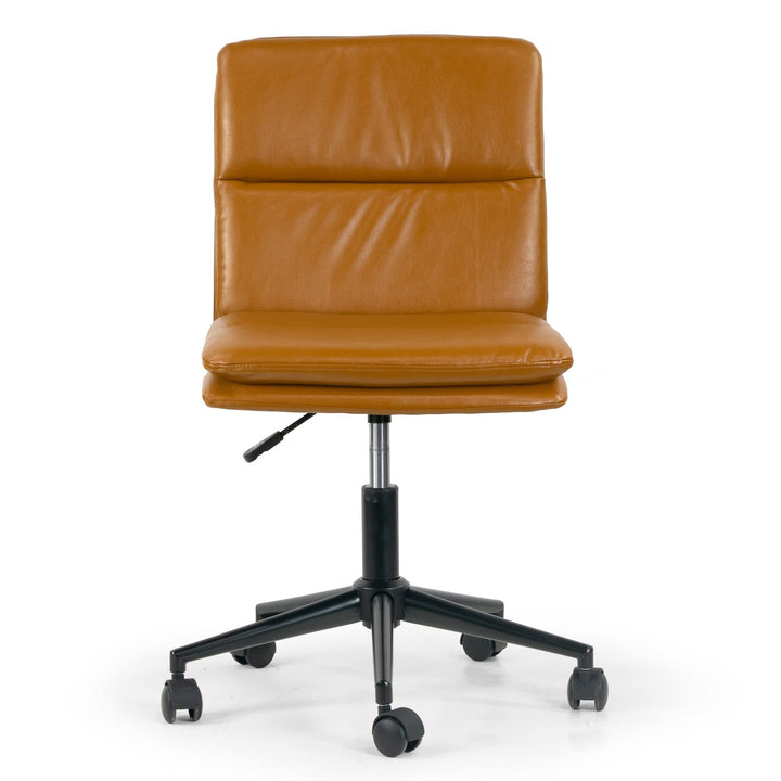 Cappuccino Leather Adjustable Height Swivel Office Chair Brown Modern - Diamond Home USA