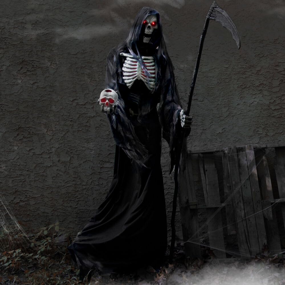 Haunted Hill Farm 7-Ft. Tall Rotting Reaper Motion-Activated and Talking - Diamond Home USA
