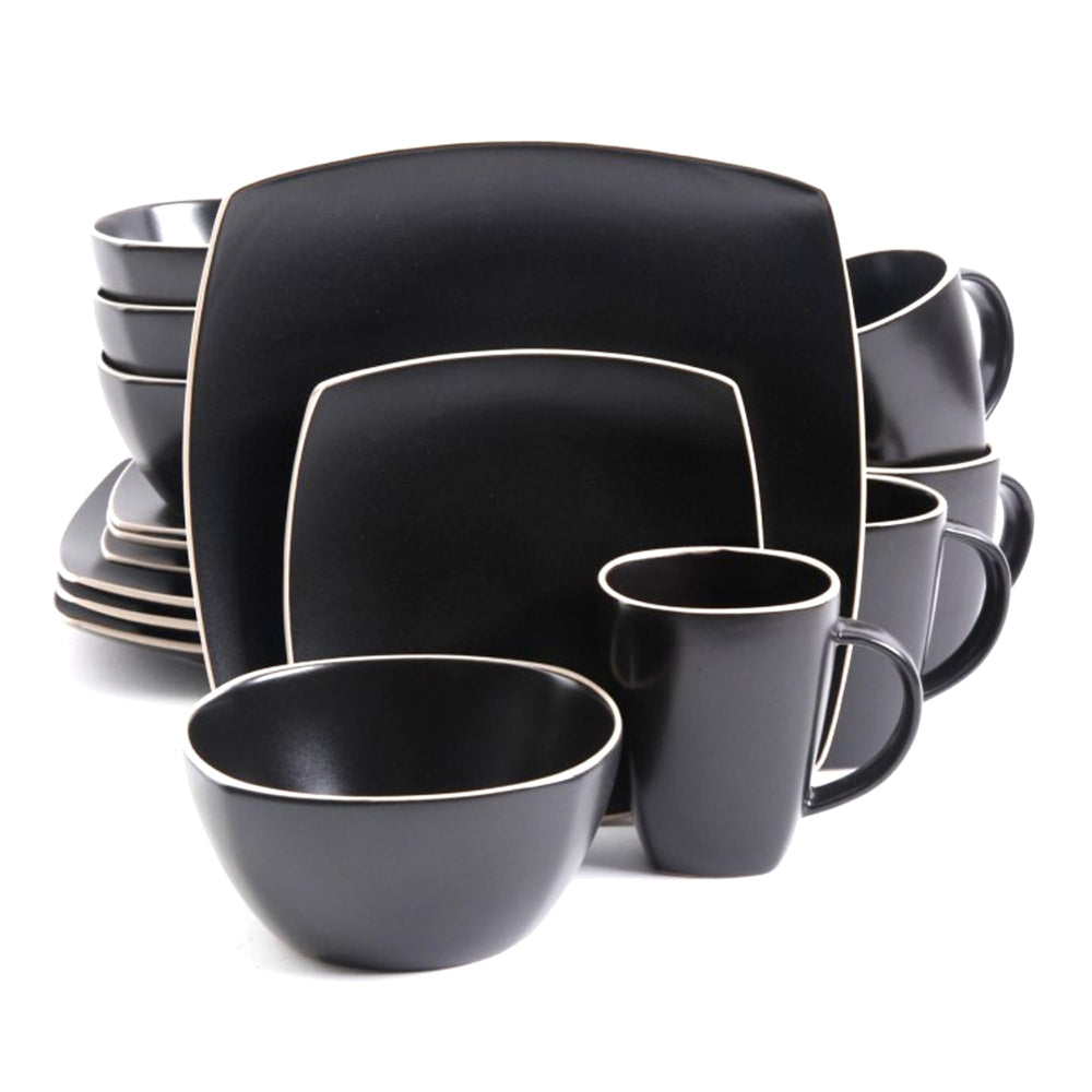 Gibson Soho Lounge Matte 16pc Dinnerware Set - Black 93597335M - Diamond Home USA