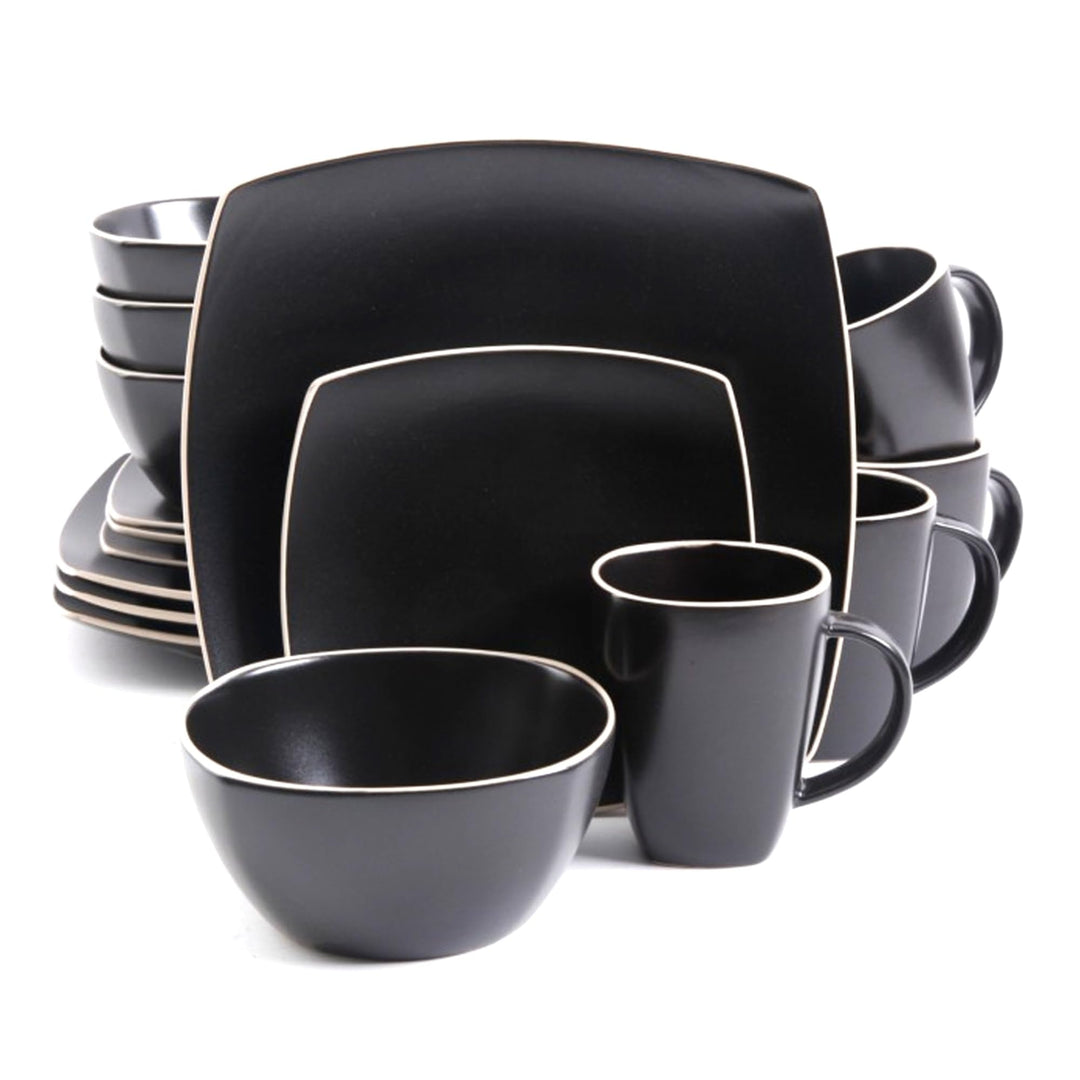 Gibson Soho Lounge Matte 16pc Dinnerware Set - Black 93597335M - Diamond Home USA