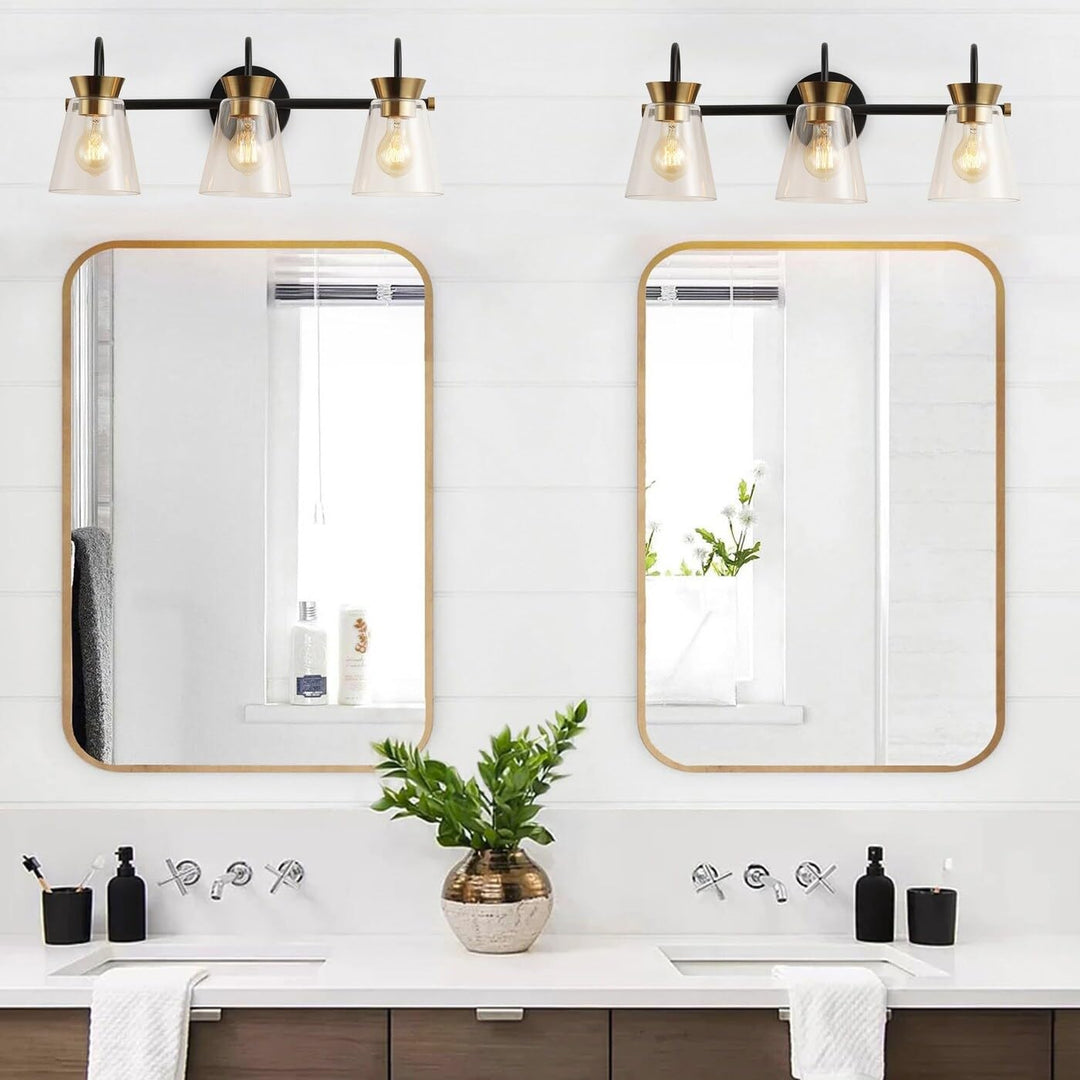 Vintage Over Mirror Bathroom Vanity Light Fixture with Dome Glass Shade Black - Diamond Home USA