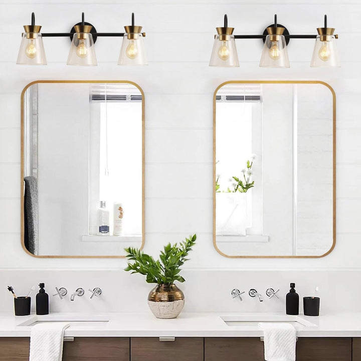 Vintage Over Mirror Bathroom Vanity Light Fixture with Dome Glass Shade Black - Diamond Home USA
