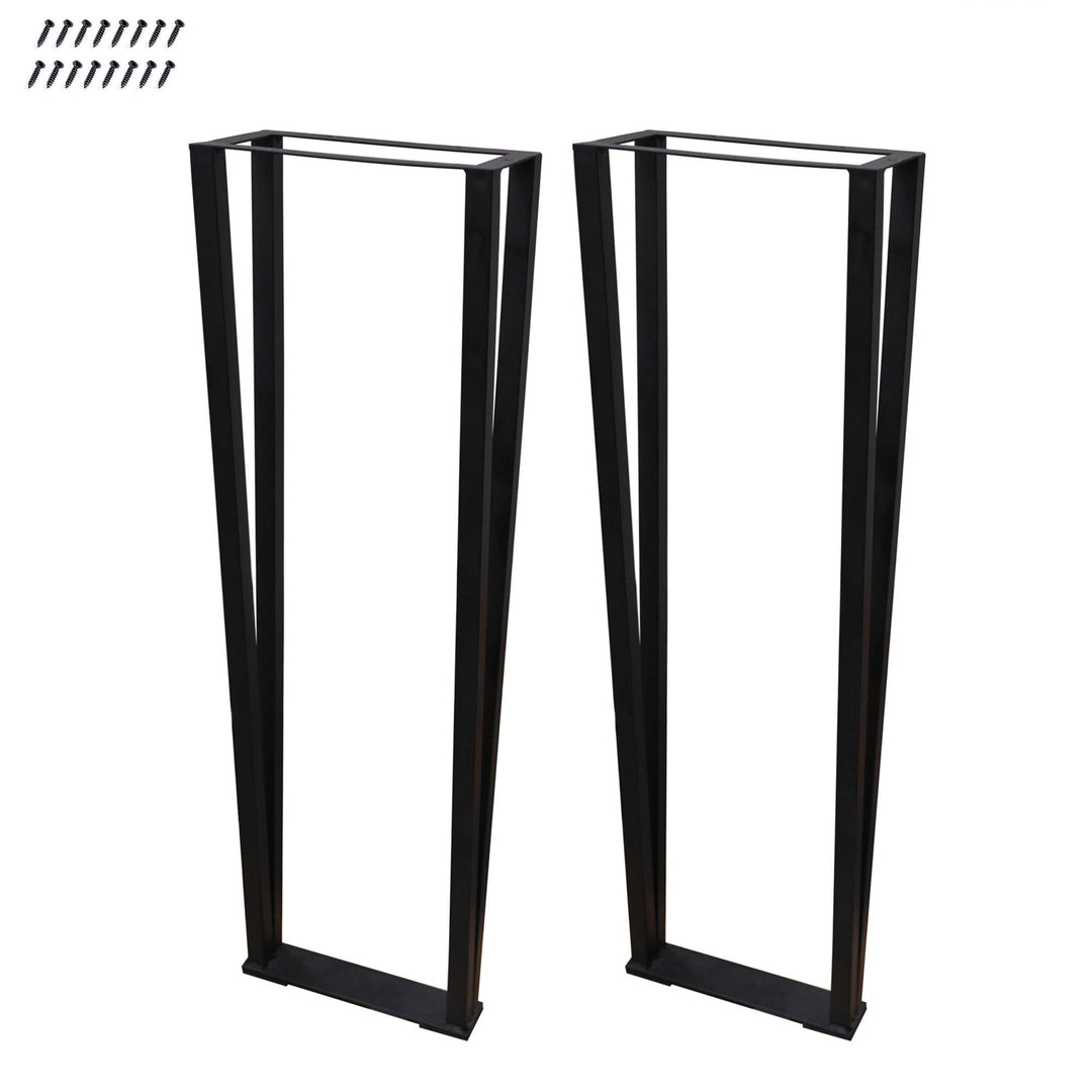 Flat Iron Table Leg 30" 2pcs Set Black Western Metal Finish Handmade