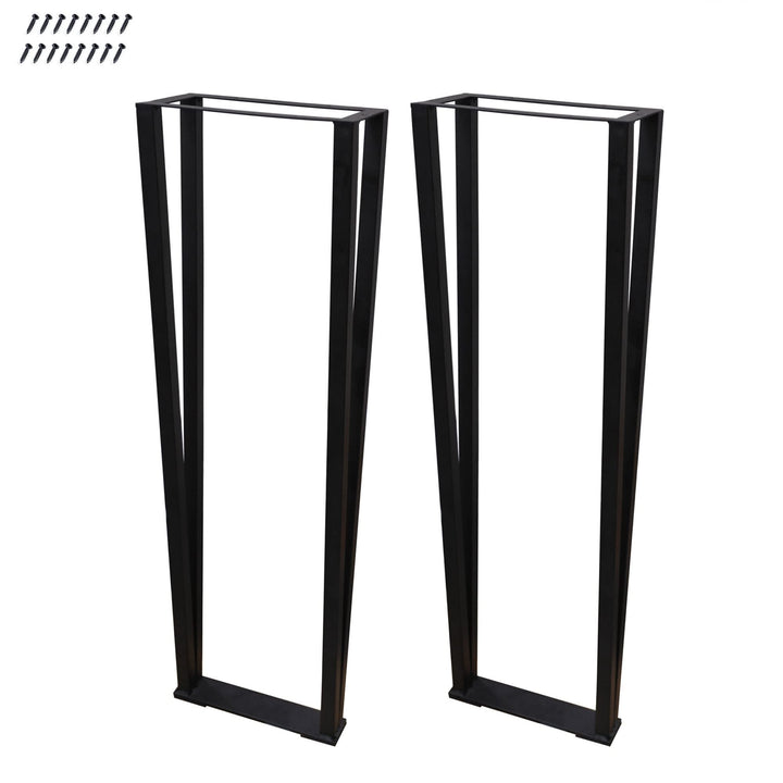 Flat Iron Table Leg 30" 2pcs Set Black Western Metal Finish Handmade