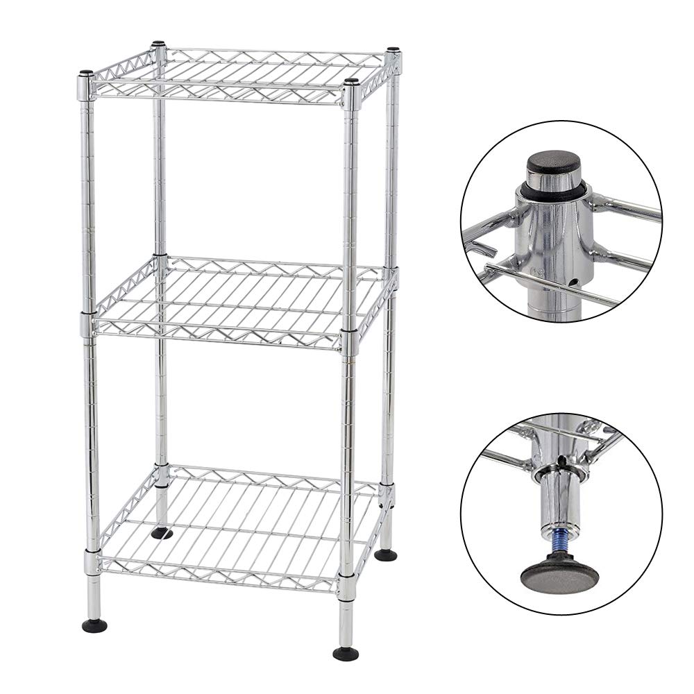 LIUHOUE 3-Tier Steel Wire Shelving Tower L30xw30xh60cm - Diamond Home USA