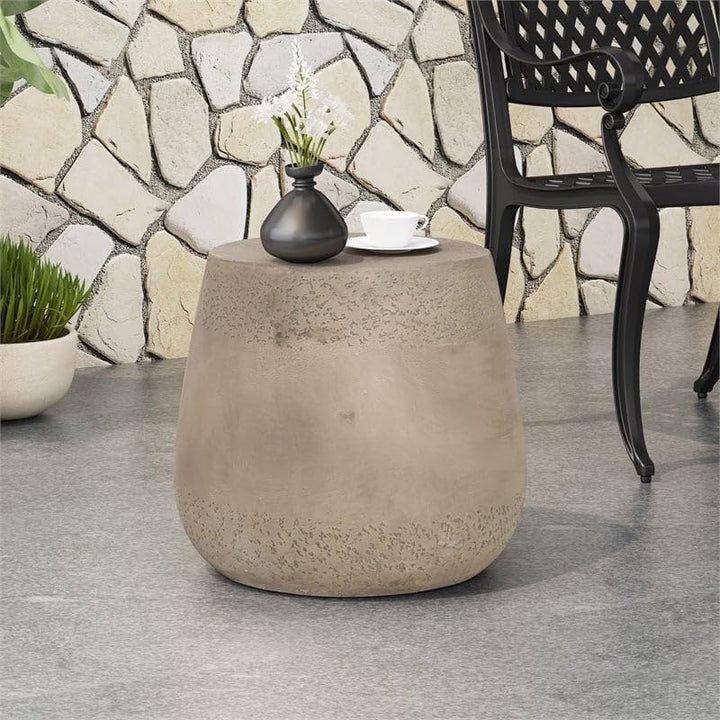 Noble House Orion Outdoor Lightweight Concrete Accent Side Table in Gray - Diamond Home USA