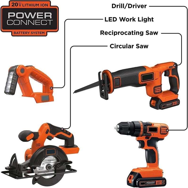 Power Tool Combo Kit Orange Plastic Rust Resistant - Diamond Home USA