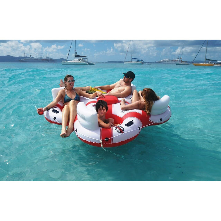 78-inch White and Red Super Chill Swimming Pool Float 78" Plastic - Diamond Home USA