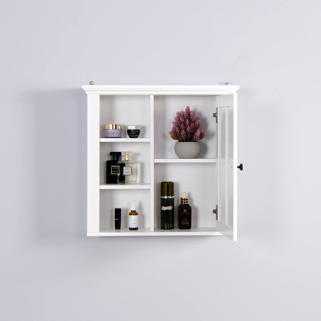 Modern White Bathroom Wooden Wall Cabinet with Door and Shelf Contemporary MDF - Diamond Home USA