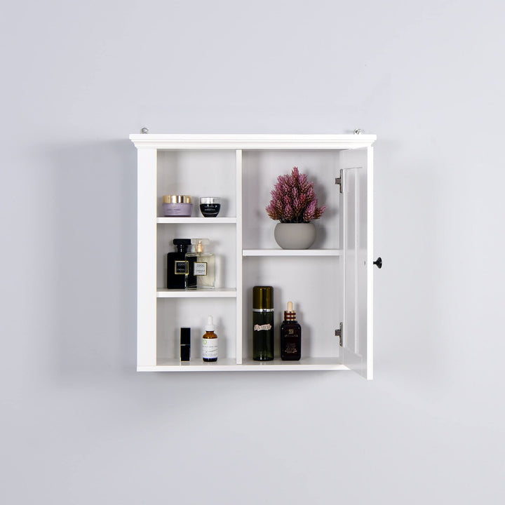 Modern White Bathroom Wooden Wall Cabinet with Door and Shelf Contemporary MDF - Diamond Home USA