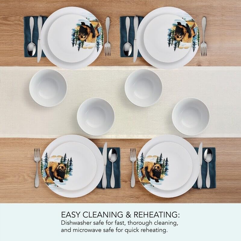 Animals 12pc Dw Set Multi Color Animal Casual Round Porcelain 12 Piece - Diamond Home USA