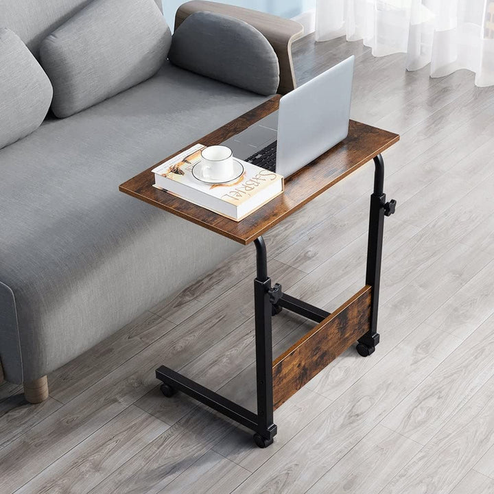 Mobile C Table End Adjustable Height with Baffle Brown Modern Contemporary