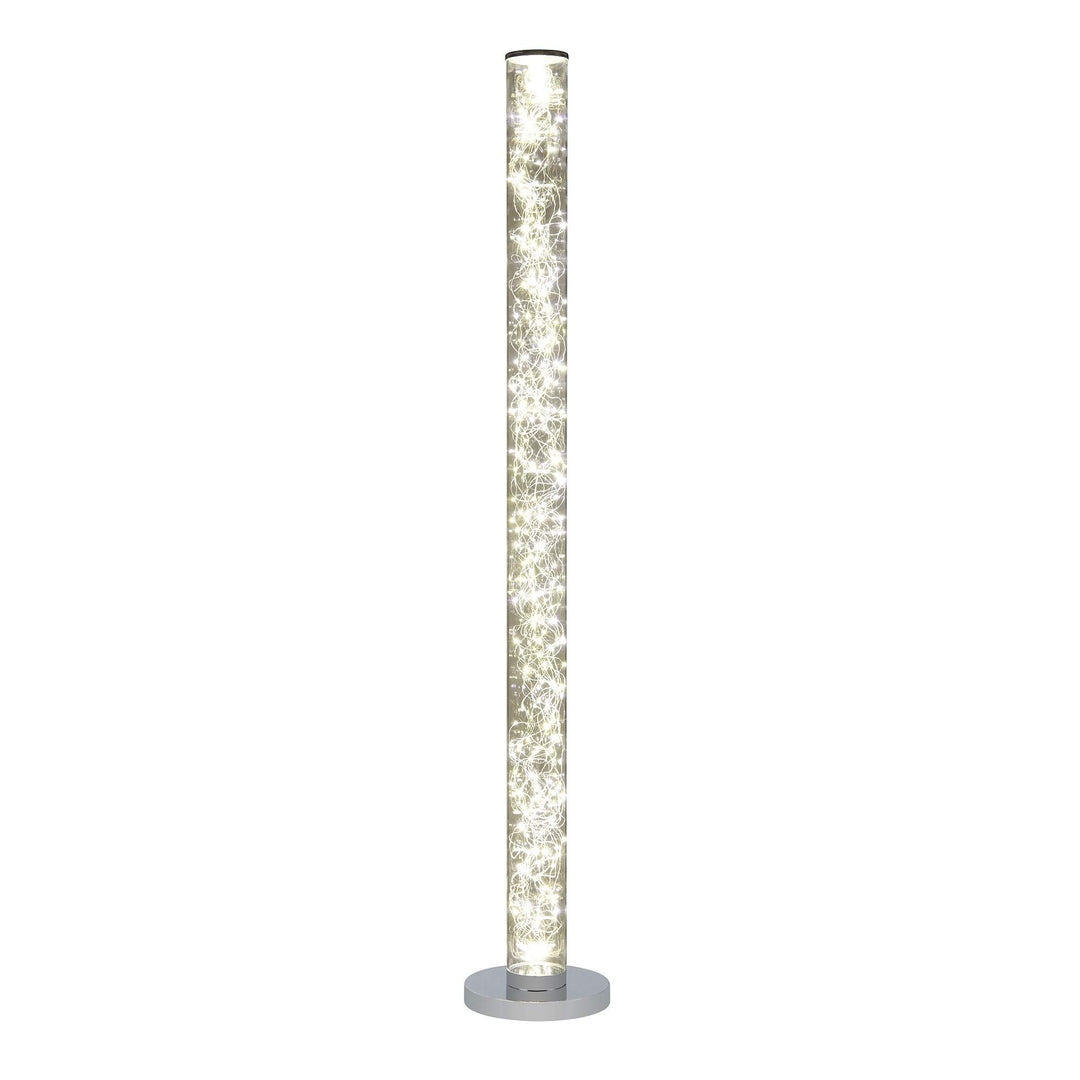 Led Column Floor Lamp Crystal White Reading Light with Rope Chrome Standing Lamp - Diamond Home USA