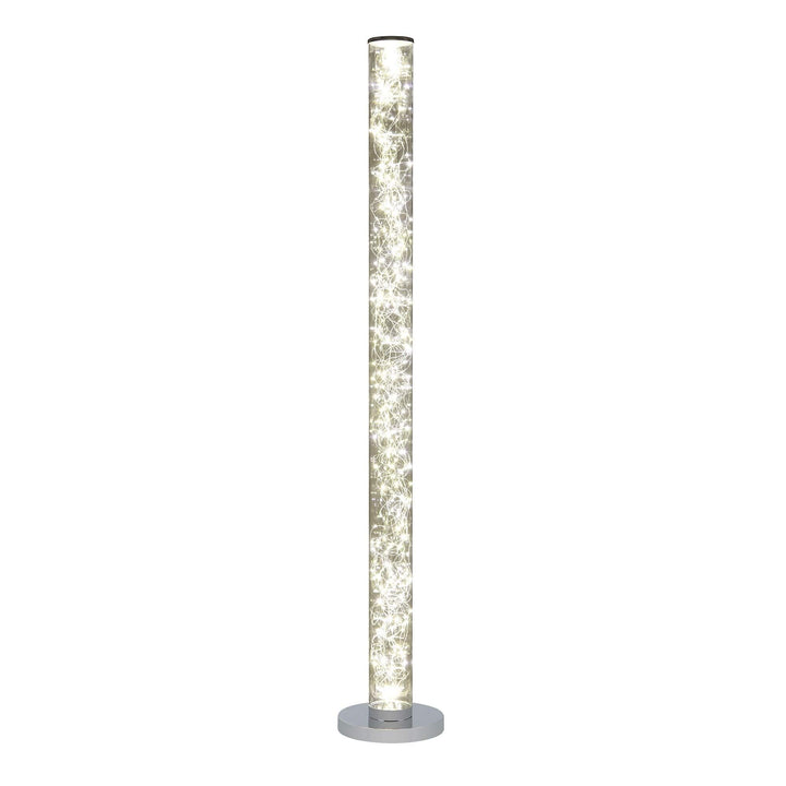 Led Column Floor Lamp Crystal White Reading Light with Rope Chrome Standing Lamp - Diamond Home USA