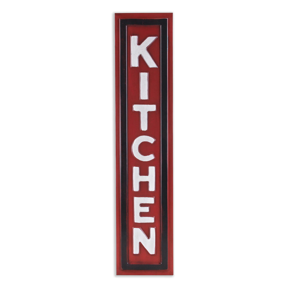 Red Metal Kitchen Wall Sign Modern Contemporary Natural Finish Handmade - Diamond Home USA