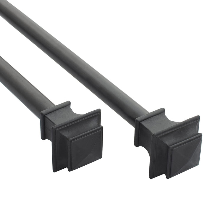 Window 2 Pack Single Curtain Rod With Square Finials Brackets Set 44" To 84" 5/8