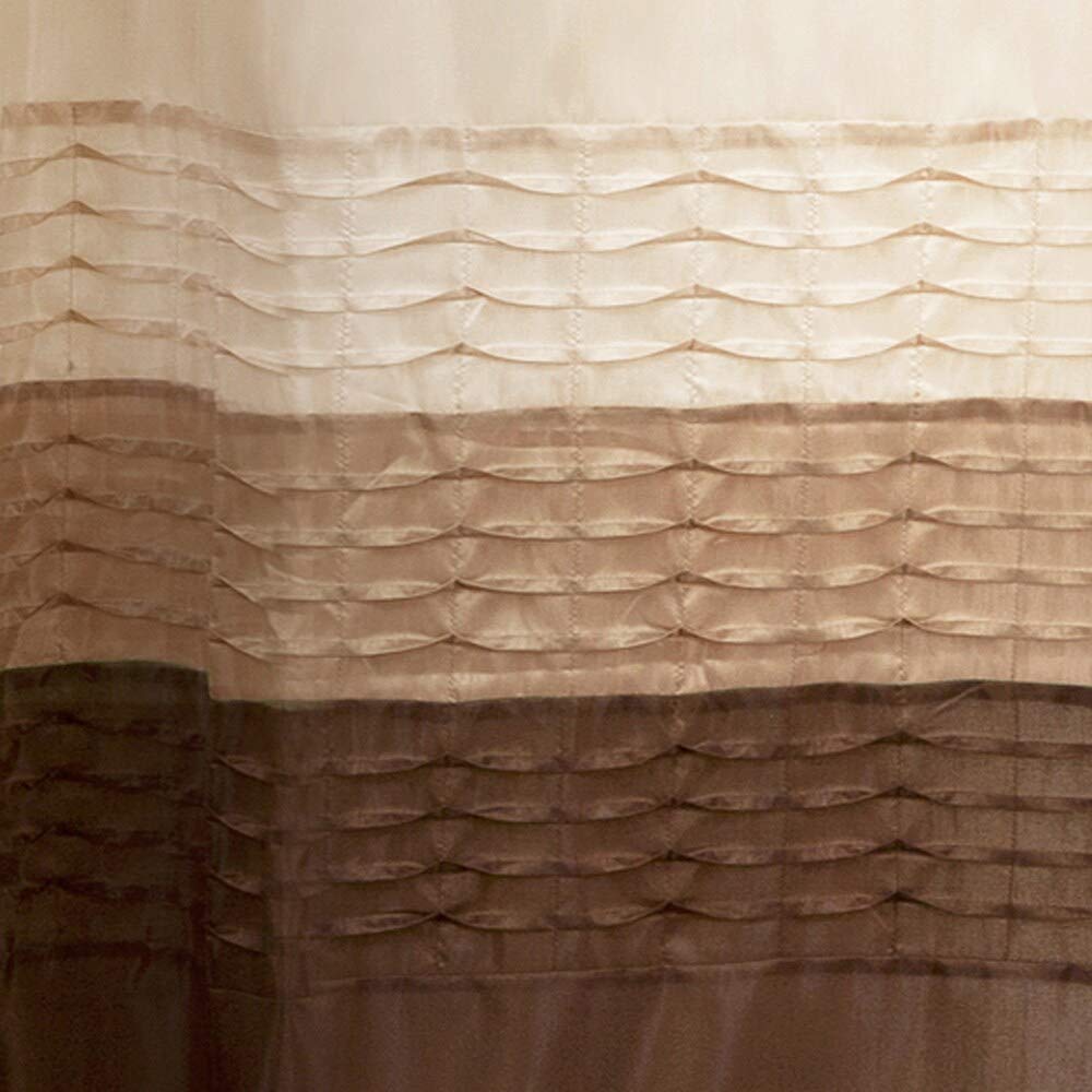 Wheat/Taupe/Chocolate Shower Curtain Brown Color Block Striped Modern - Diamond Home USA