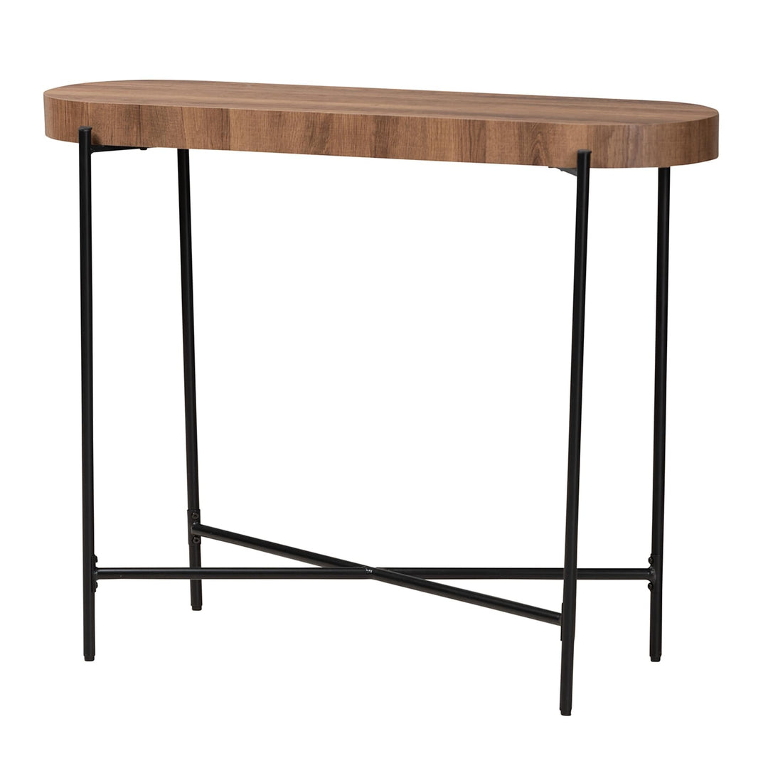 Modern Industrial Walnut Brown Finished Wood and Black Metal Console Table - Diamond Home USA
