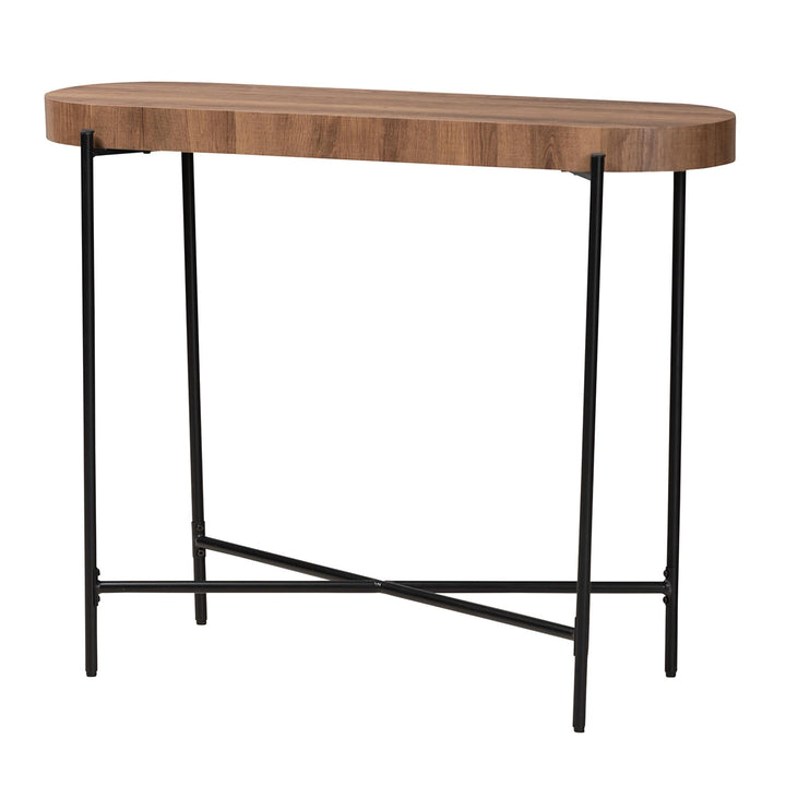Modern Industrial Walnut Brown Finished Wood and Black Metal Console Table - Diamond Home USA