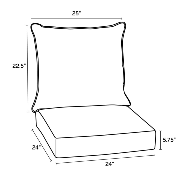 Arden Selections Outdoor Deep Seat Cushion Set 24 x 24 Rain-Proof Fade Resistant - Diamond Home USA