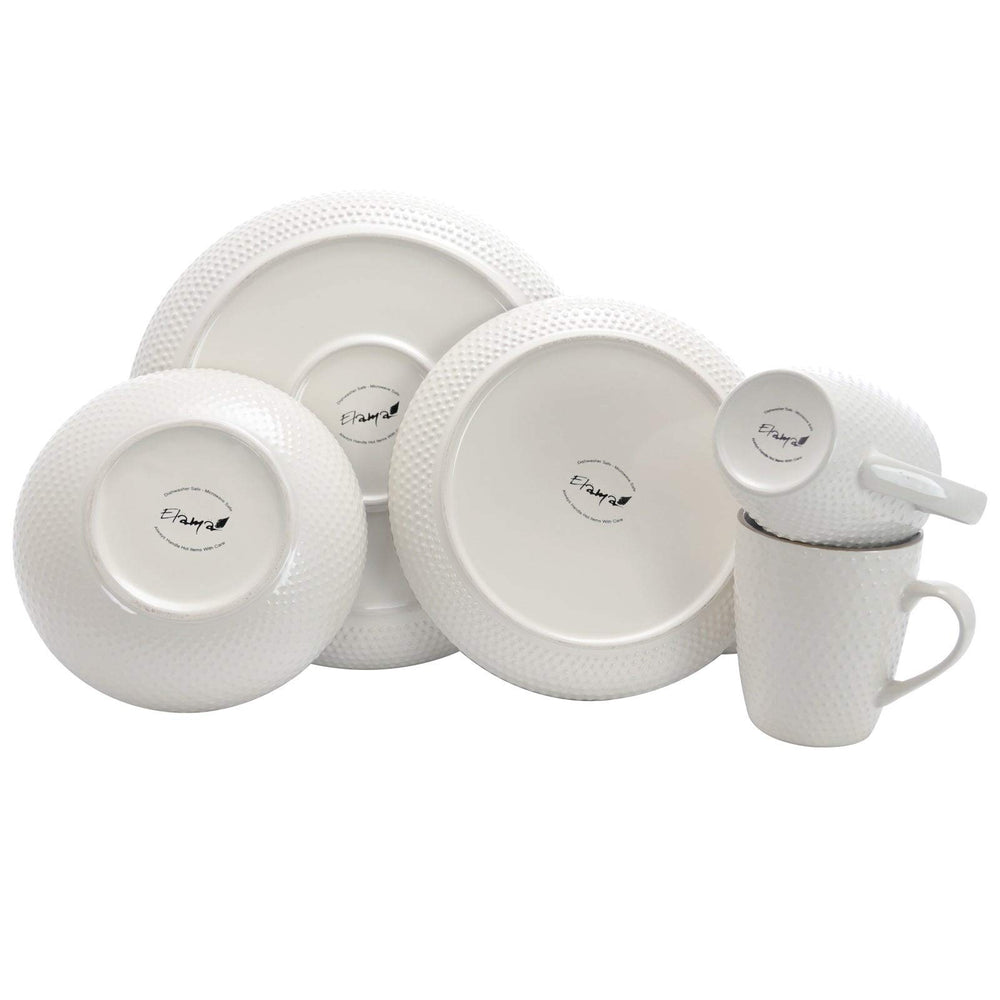 Embossed Dot Two Tone 16-Piece Dinnerware Set in Powder Blue Textured Casual - Diamond Home USA