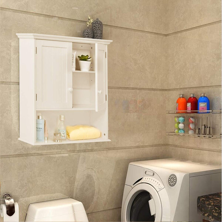 Bathroom Medicine Cabinet Wall Mounted Storage Organizer with Shelf White Modern