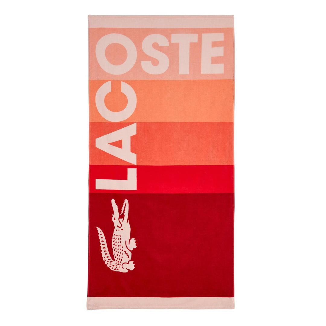 Lacoste 2 Pack Block Beach Towel Bundle in Blue Red Rectangle Cotton - Diamond Home USA